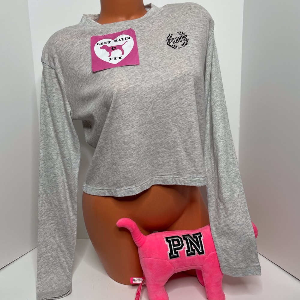 Victoria’s Secret PINK XS S Logo Long-sleeve Shirt Cropped Crewneck Super Soft